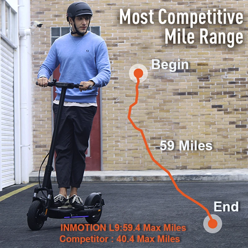 Электрический складной скутер INMOTION L9 с двойным тормозом максимальный пробег 95 км