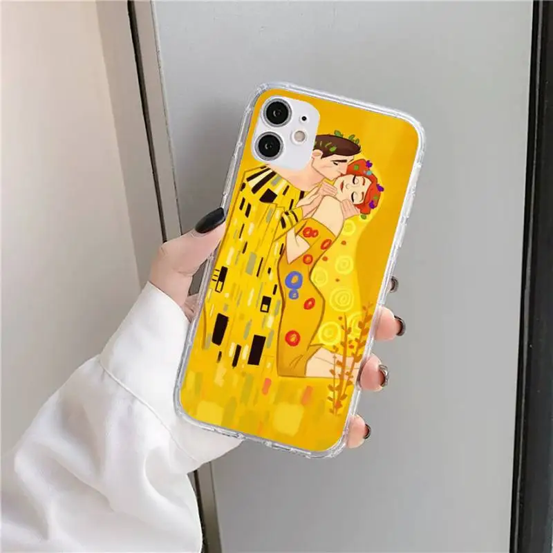 

Kiss by Gustav Klimt Design Phone Case Transparent soft For iphone 5 5s 5c se 6 6s 7 8 11 12 plus mini x xs xr pro max