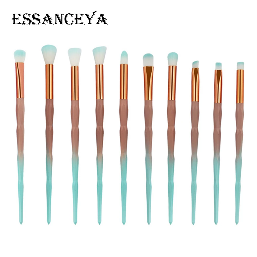 10pcs ESSANCEYA 10/15 шт алмазные Косметические кисти для макияжа Фонд вентилятор косметическая пудра для бровей губ кисть для теней для век макияж кисти набор инструментов - Handle Color: 10pcs