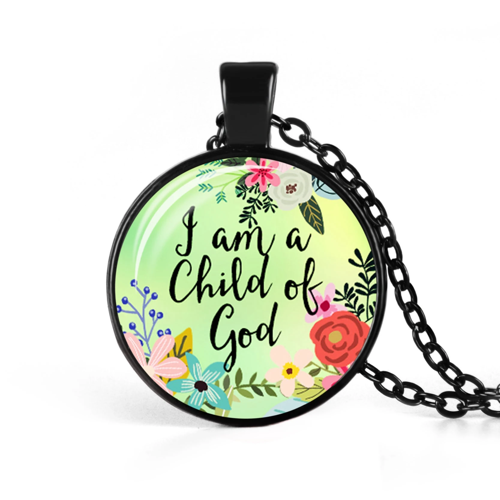 Христианские версии Библии черное ожерелье стеклянный кабошон модные ювелирные