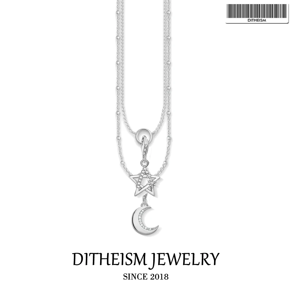 

Ожерелье с подвеской в виде луны и звезд, 2021, модная новинка, ювелирное изделие, 925 стерлингового серебра Bijoux (украшения своими руками) Модный...