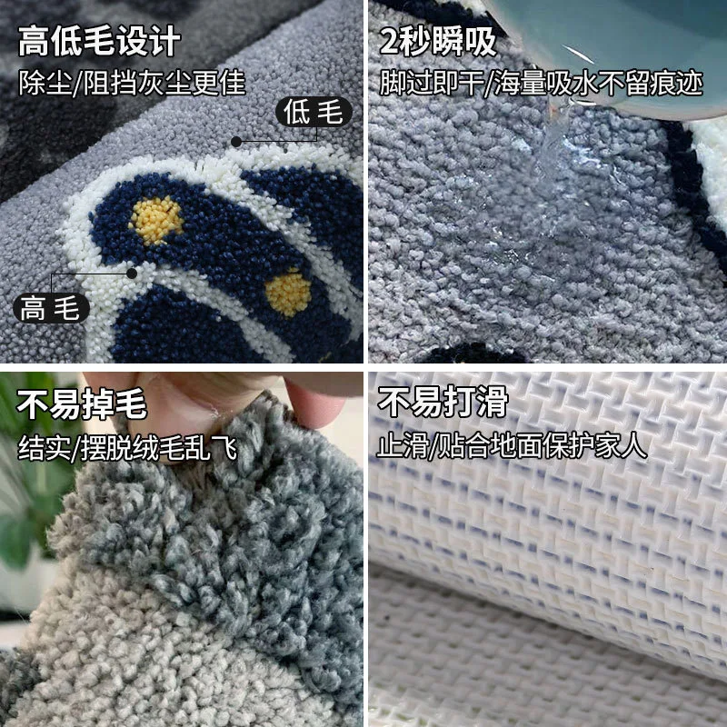 

Cartoon bathroom toilet absorbent non-slip floor mats bedroom children's room carpet cute little duck in the door mat