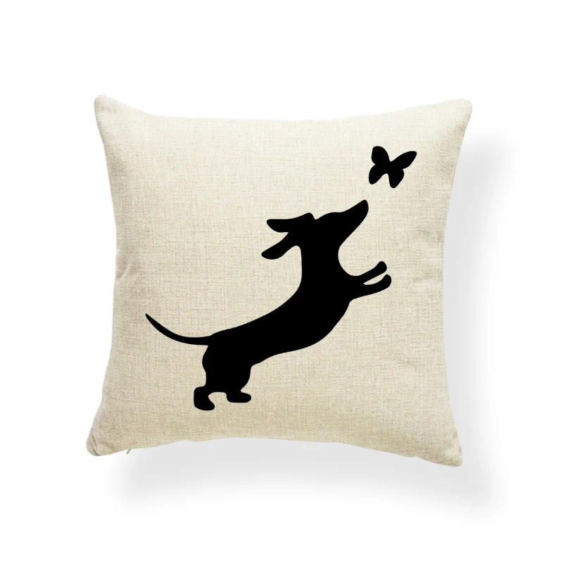 Декоративный чехол для диванных подушек из полиэстера с рисунком таксы животных