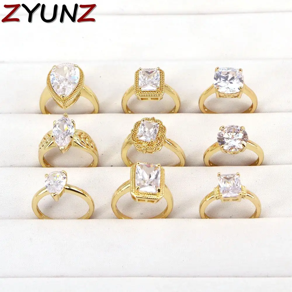 

5 шт., модное роскошное обручальное кольцо с кристаллами для женщин, кольца золотого цвета с кубическим цирконием 2021, свадебные трендовые женские ювелирные изделия