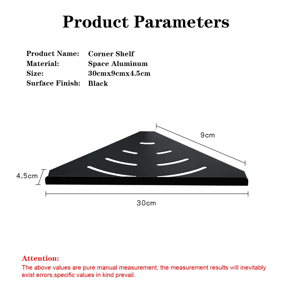 Черная Ванна Душ Caddy треугольная полка для ванной настенное крепление