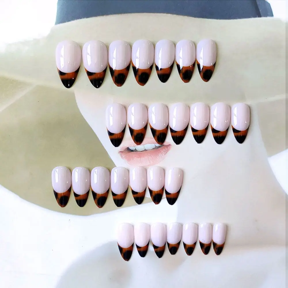 24 шт./кор. съемные накладные ногти с карамельным покрытием французским миндалем