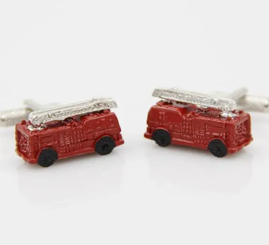 10 пар/лот Медь покрытие огонь запонки с грузовиком серебро/красный подъем