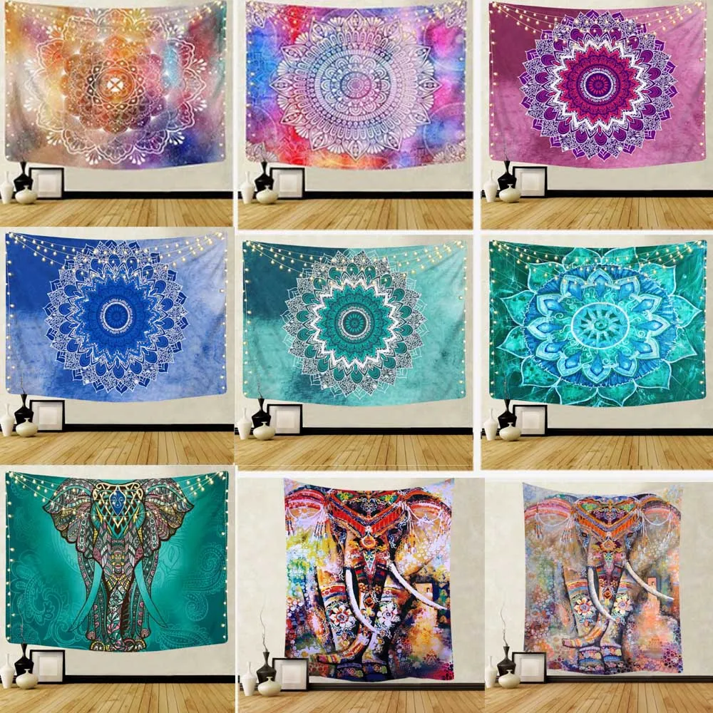 

Large Mandala Pattern Indian Tapestry Wall Hanging Decoration Bohemian Beach Towel Polyester Thin Blanket Yoga Shawl Travel Mat