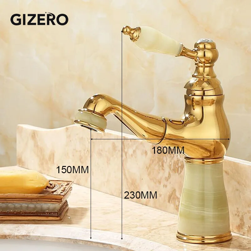 Смеситель для раковины с золотым полированным мраморным камнем гибкий смеситель