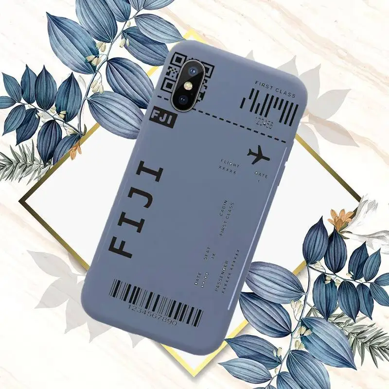 

AIR Tickets Travel Label Country Phone Case Blue Candy Color for iPhone 11 12 mini pro XS MAX 8 7 6 6S Plus X SE 2020 XR