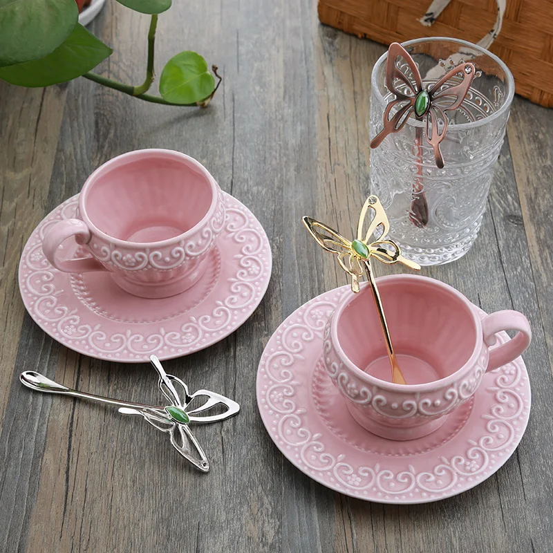 

European Luxury Spoon Gold Tea Mixing Drink Coffee Creative Unique Spoon Cute Stainless Steel Cucchiaini Tea Accessories EI50CC