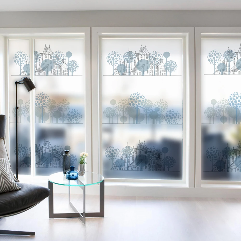 

DICOR PVC Glass Flims Window Film Frosted Glass Window Film Home Decor Digital Print Stained Glass Film BLT878 Small Town