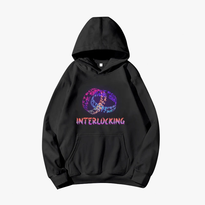 

2021 New Popular Male Wool Liner Hoodie Interlocking Letter Print Sweater Winter Autumn Men Pullover Fashion Oversized Tops