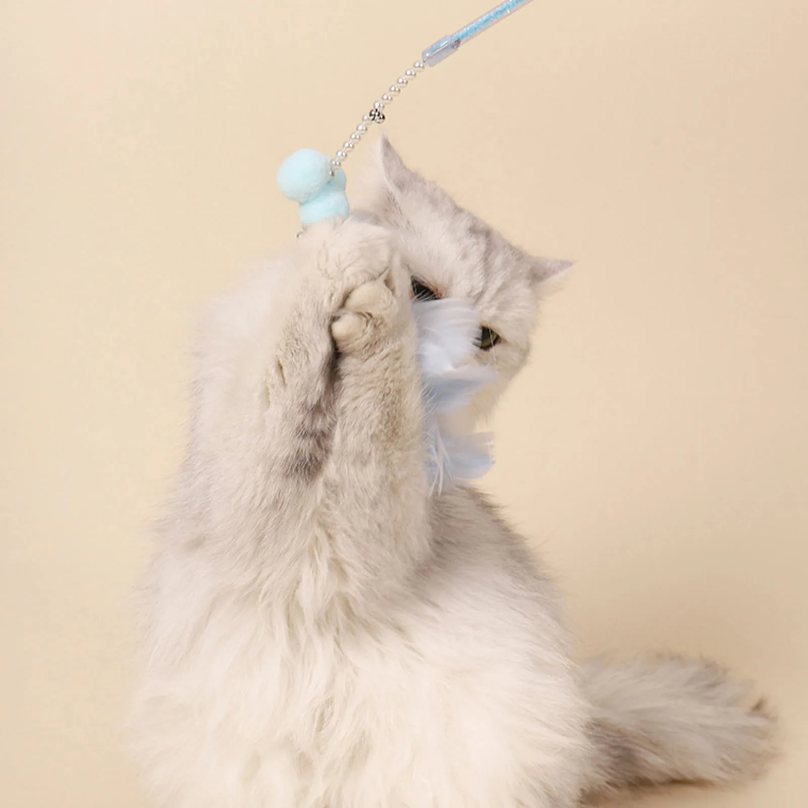 

Cat Toys Feather Wand Replacement Cat Feather Toy Set Kitten Cat Teaser Turkey Feather Interactive Stick Toy Wire Chaser Wand