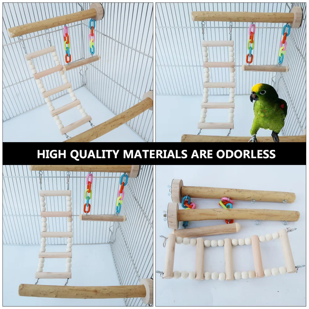 

4pcs Wood Ladder Parrot Bird Swing Ladder Toys for Parrot Training Playing
