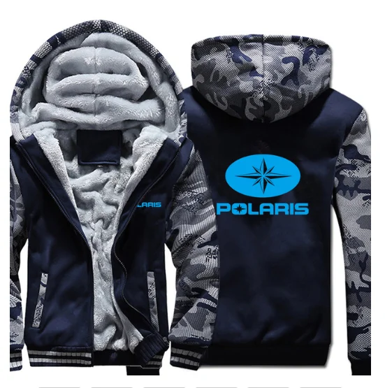 

2020 Polaris Hoodies Winter Camouflage Sleeve Jacket Men Thicken Warm Fleece Cotton Zipper Raglan Coat Male Tracksuit