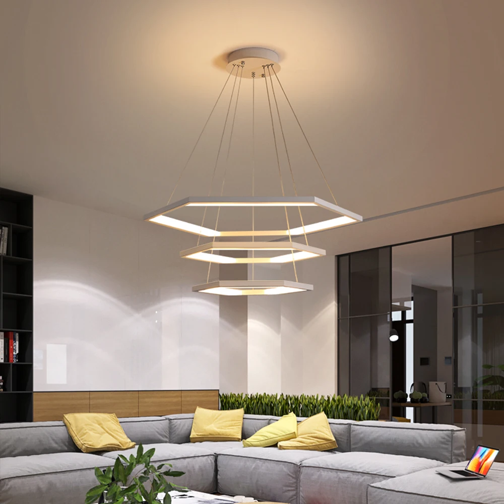 Современная Минималистичная Шестигранная светодиодная люстра