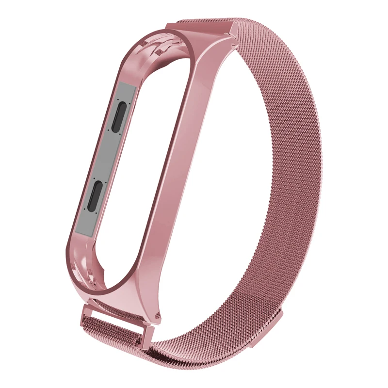 Rose Pink JKER ремешок для Xiaomi mi Band 3 mi Band 4 ремешок для Xiaomi mi band 3 браслет для Xiaomi mi группа 4 магнит металл из нержавеющей стали - Цвет: Rose Pink