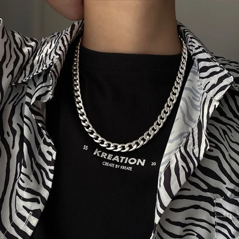 

Cuba Stainless Steel O Chain Necklaces for Women Men Long Chain Hip Hop Necklace Neck Collar Silver Fashion Men Couple Jewelry