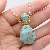 natural stone pendant necklace vintage green turquoise perfume bottle necklace for women jewerly best gift 20x38mm