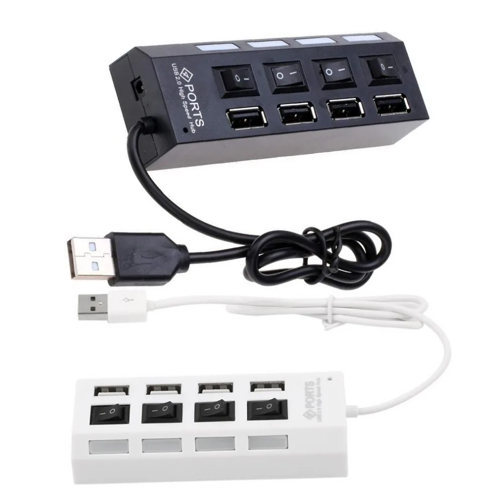 

Newest Plug and Play Slim & Light High Speed 4 Ports USB 2.0 Interface External Multi Expansion Hub with ON / OFF Switch