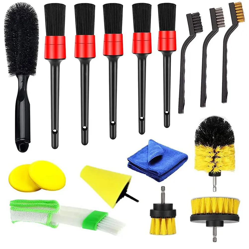 

Detailing Brush Set Car Cleaning Brushes Power Scrubber Drill Brush For Car Leather Air Vents Rim Cleaning Dirt Dust Clean Tools