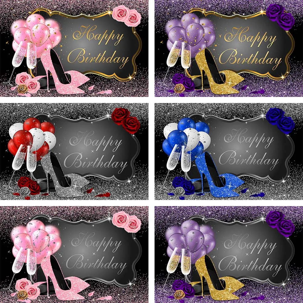 

Mehofond фон для фотосъемки с днем рождения, розовые Блестящие Блестки на высоком каблуке, цвета шампанского, Золотая рамка, вечерние фоны для ф...