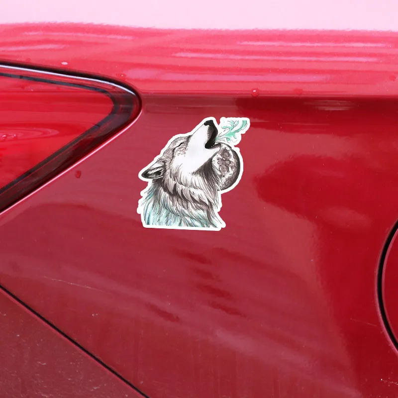 

New Funnyg Animal Wolf Car Sticker Car Decals Vinyl Car Window Scratches Waterproof PVC 16cm*15cm