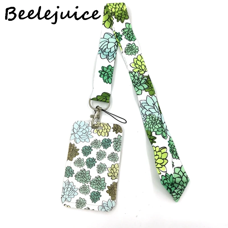 

Green Flowers Plants Credit Card ID Holder Bag Student Women Travel Bank Bus Card Cover Badge Accessories Gifts Lanyard Straps