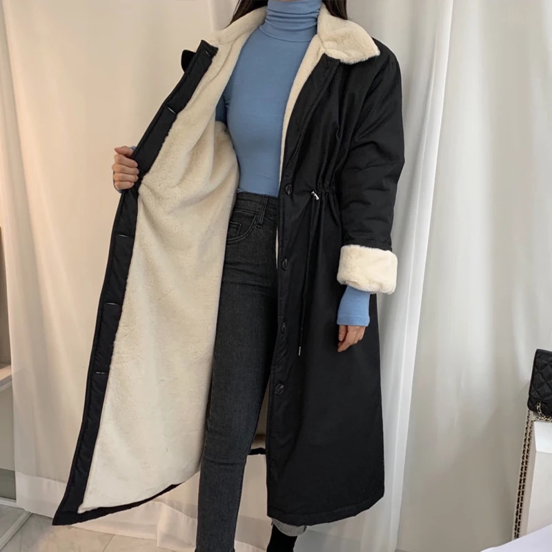 

Alien Kitty 2021 Winter New Women Cotton Coat Loose Long Sweet Female Office Lady Outwear Thick Warm Pocket Elegant Jacket