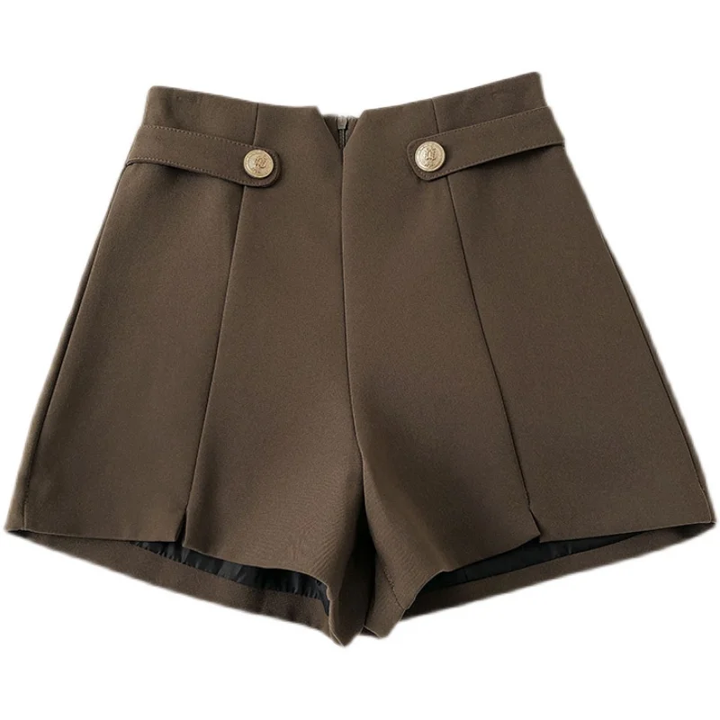 

FINEWORDS Summer Office Ladies High Waist Shorts Wide Leg Solid Korean Work Wear Business Shorts Elegant Vintage Short Pants