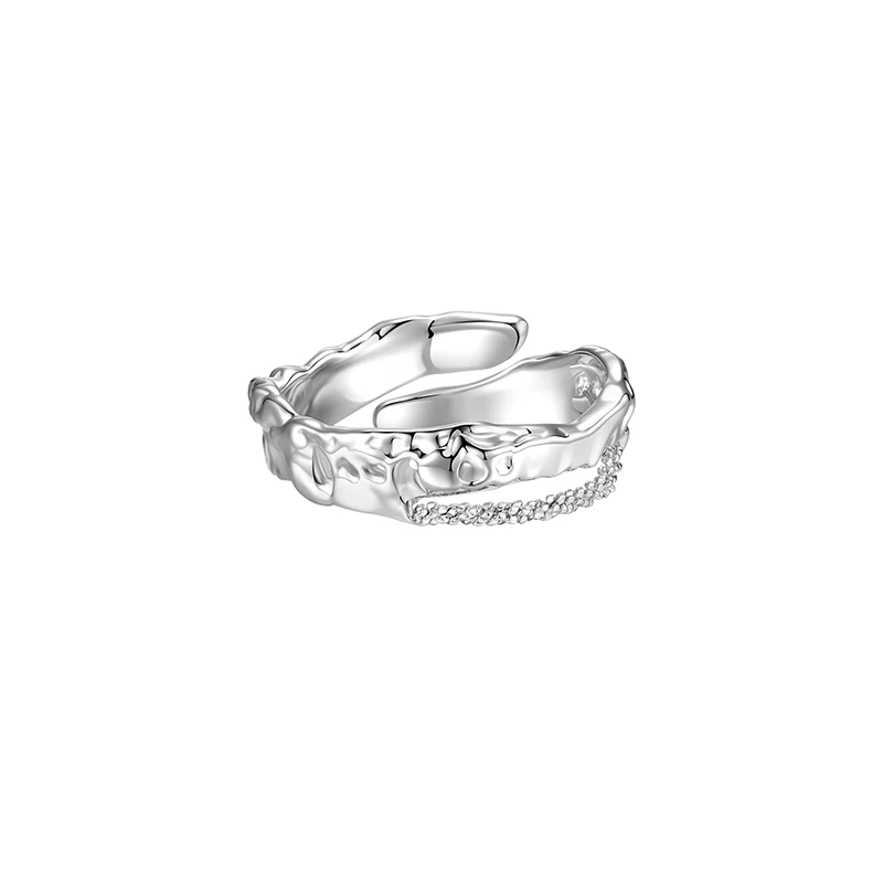 

YVMIN YVMIN Ripple Series Melting Chain Ring 925 Silver Texture Texture Double Ring Design Wide Ring