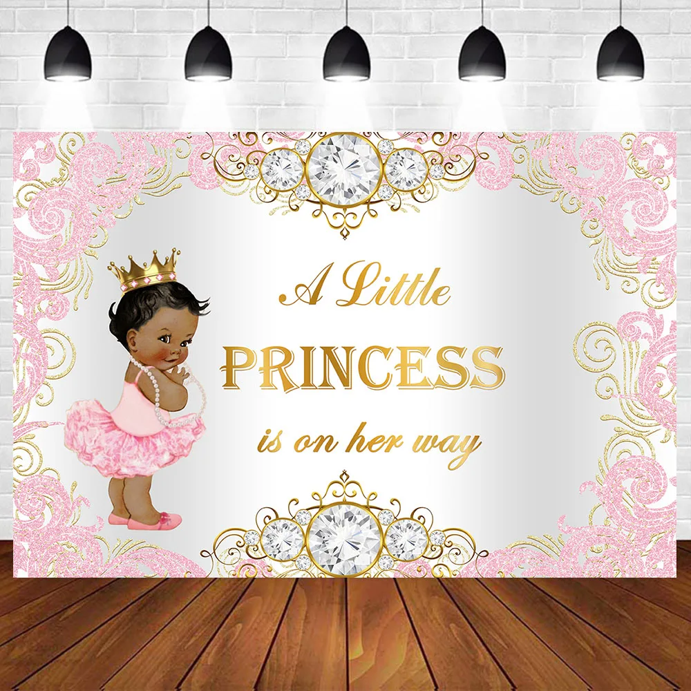 Маленькая принцесса на день рождения фон розового золота цветочным узором для