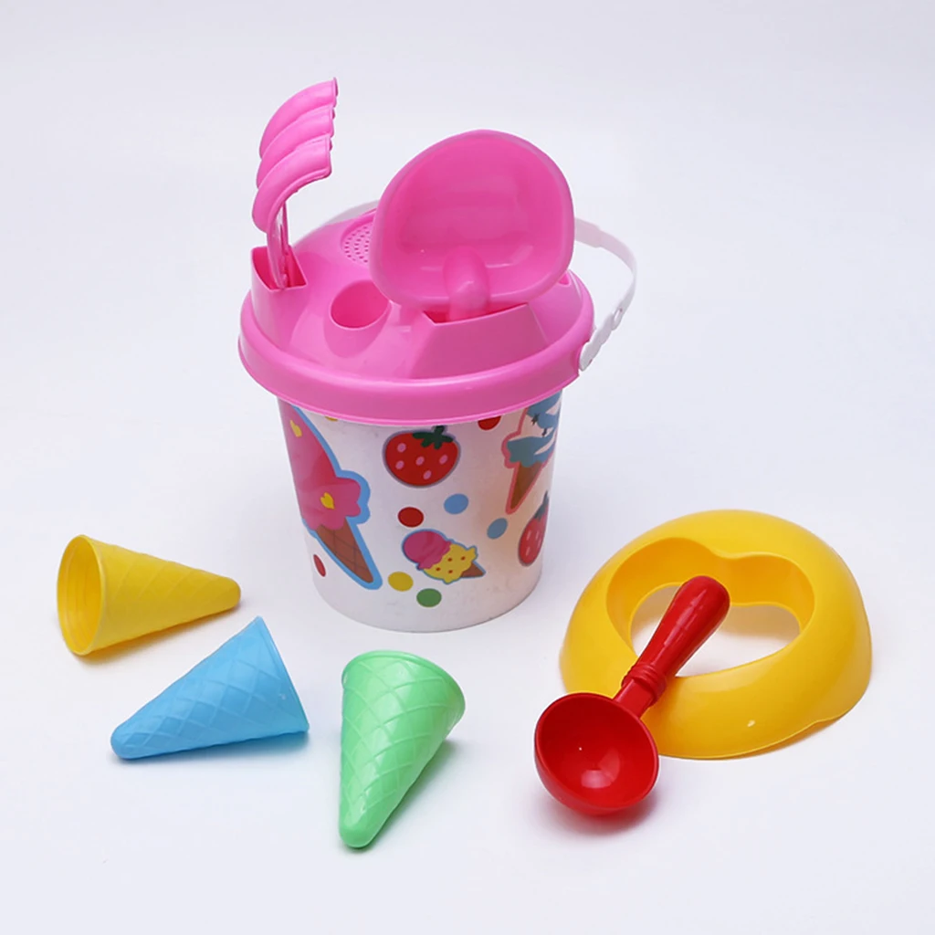 

8 шт. летние пляжные игрушки, формы для мороженого, пластиковое ведро, лопатка-грабли для игры в песком