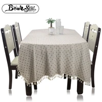 booksew printed flower tassel tablecloth rectangle round dining thick linen table cloth tea table cover home decoration wedding