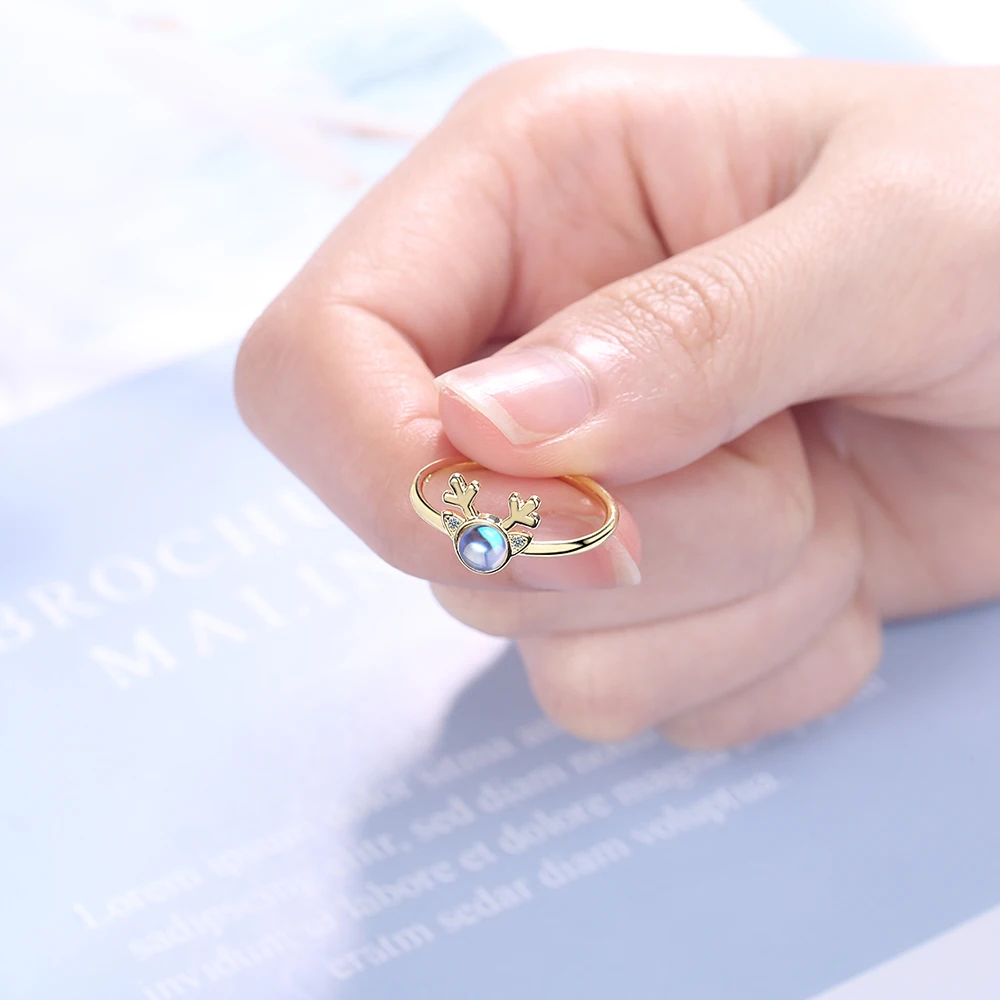 925 серебряные ювелирные изделия кольцо для женщин рога лунный камень свадьба и