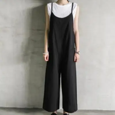 

Korean Style Loose Jumpsuits 2 Pcs Set Casual Pocket Suit For Women Plus Size Two Piece Pants Sets Female