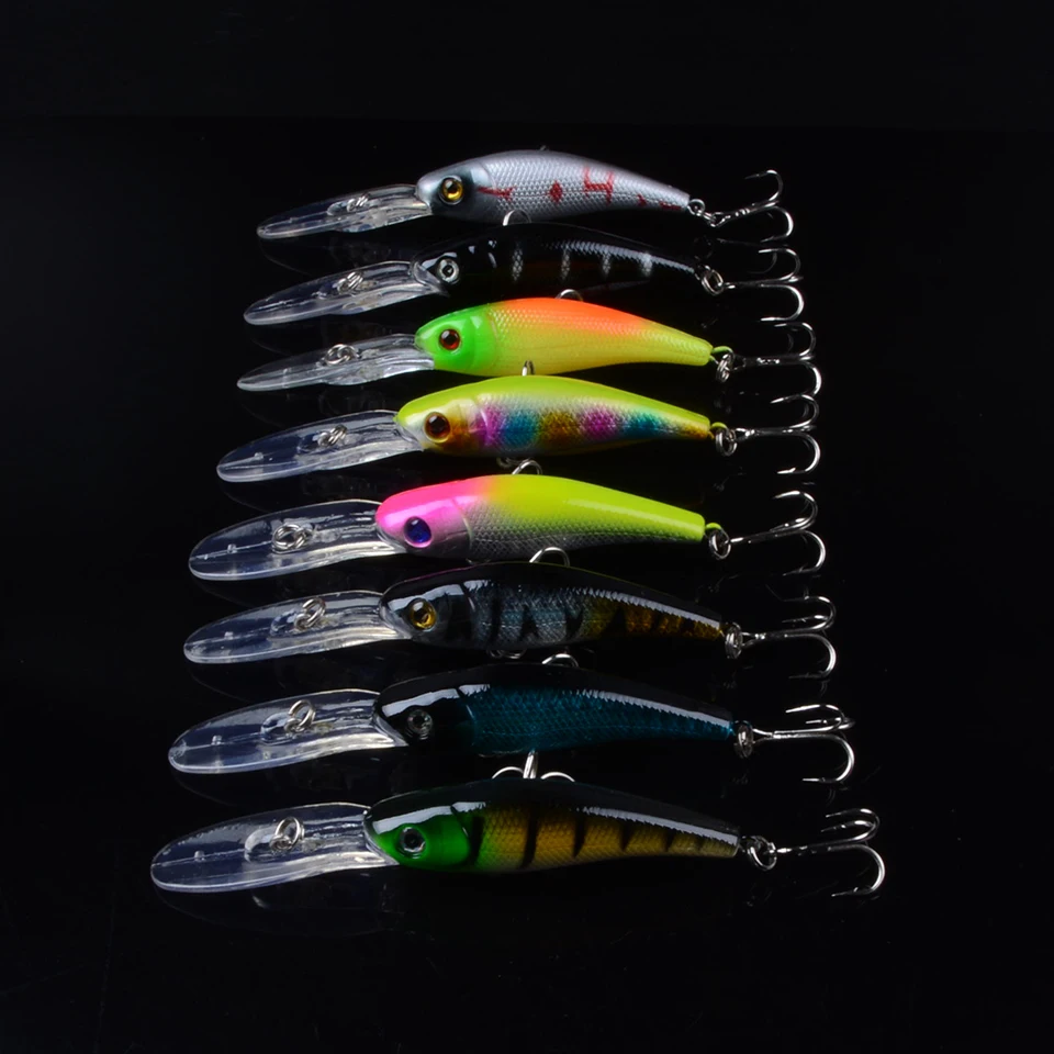 Hot 8pcs Hard Minnow Fishing Lure Topwater Floating Wobblers 10cm 7.5g Crankbait Bass Artificial Baits Pike Carp Lures Peche - купить по