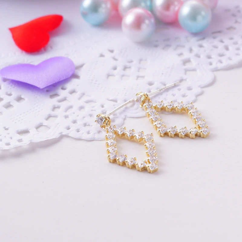 

ESSFF Simple Geometric Crystal Dangle Earring Prevent Allergies Temperament Fashion Drop Earrings Female New Jewelry