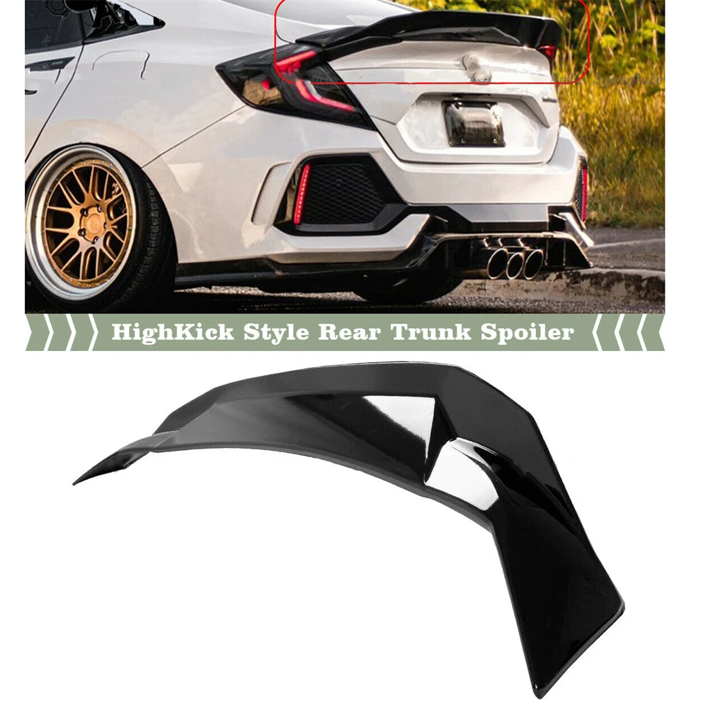 

Крыло спойлера багажника для Honda Civic Sedan 2016-2021 глянцевое черное с высоким откидным уплотнением утконоса