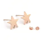 Серьги-гвоздики из нержавеющей стали 304, звезда с пентаграммой, розовое золото с петлей 10 мм x 10 мм, размер стержняпровода: (20 Калибр), 2 шт.