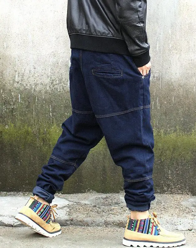 Men Jeans Denim Cross-Pants Low Crotch Jeans Fat Baggy Jeans Pants Feet Harlan Pants Size 28-42