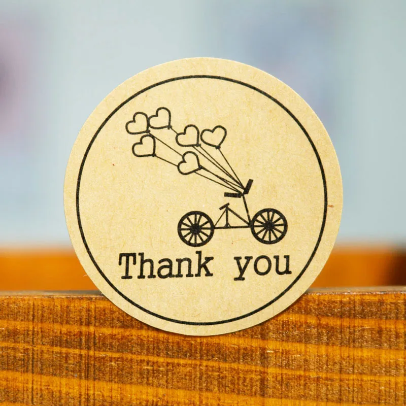 

204 шт Круглые Стикеры из крафтовой бумаги велосипед дизайн спасибо Скрапбукинг наклейки этикетки для печати подарочной коробке сумка декор...