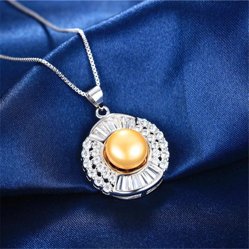 

Dainashi 100% Genuine Natural Freshwater Pearl Necklace High Quality 925 Sterling Silver Zircon Pendant Jewelry for Women