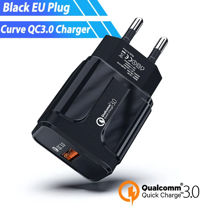 EU Charger only BK 18W USB Зарядное устройство быстрой Зарядное устройство 3,0 9V 2A для SONY Xperia XZ LG G6 htc M8 U11 Nubia Z11 Blackview Oukitel Ulefone DOOGEE быстрой зарядки - Тип штекера: EU Charger only BK