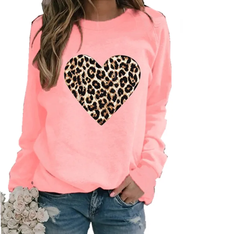 

Leopard Print Love Sweater Hoodie Women Pullover Casual Fleece Fall Winter Harajuku Hoodies Long Sleeve Tops Sweatshirt Kawaii