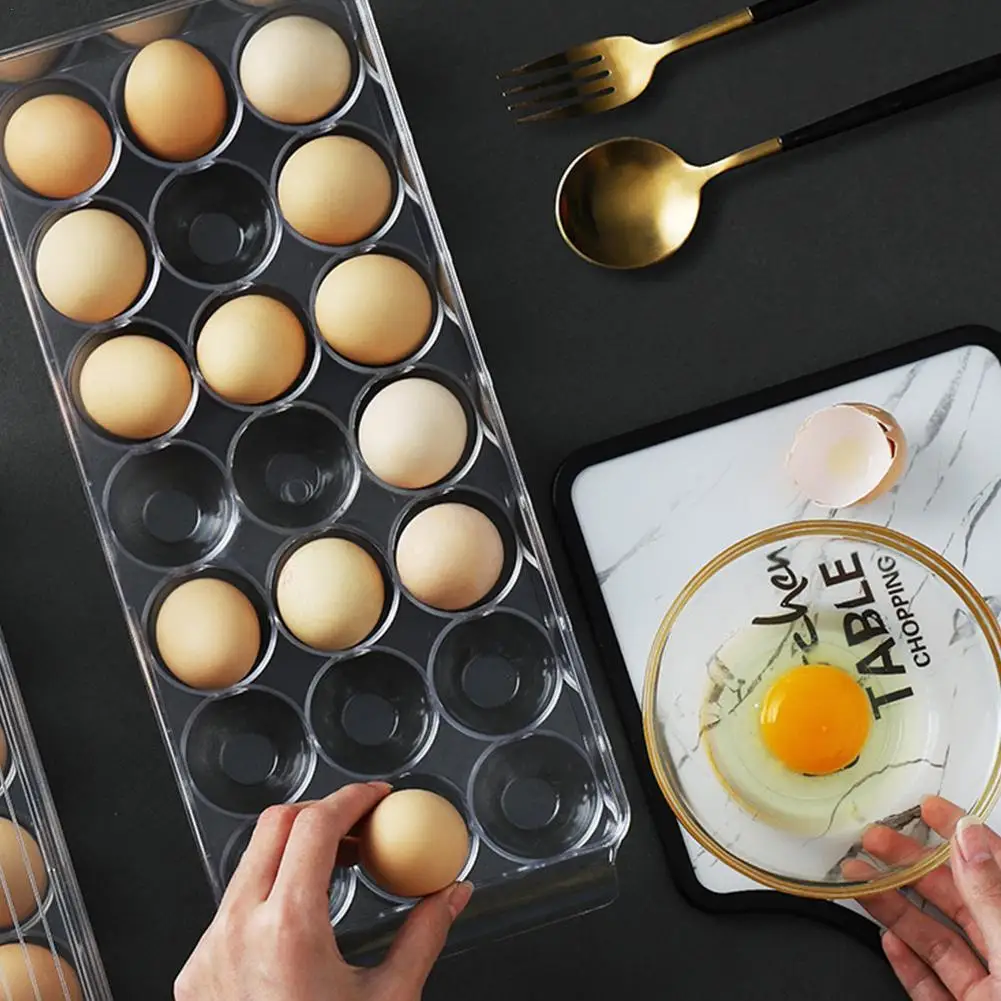 

12/14/21 Grids Egg Storage Box Egg Tray Containers Kitchen Refrigerator Eggs Transparent Dispenser Airtight Fresh Preservation