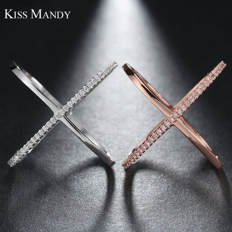 Классические женские кольца KISS MANDY AAA с фианитом для вечеринок крестом модные