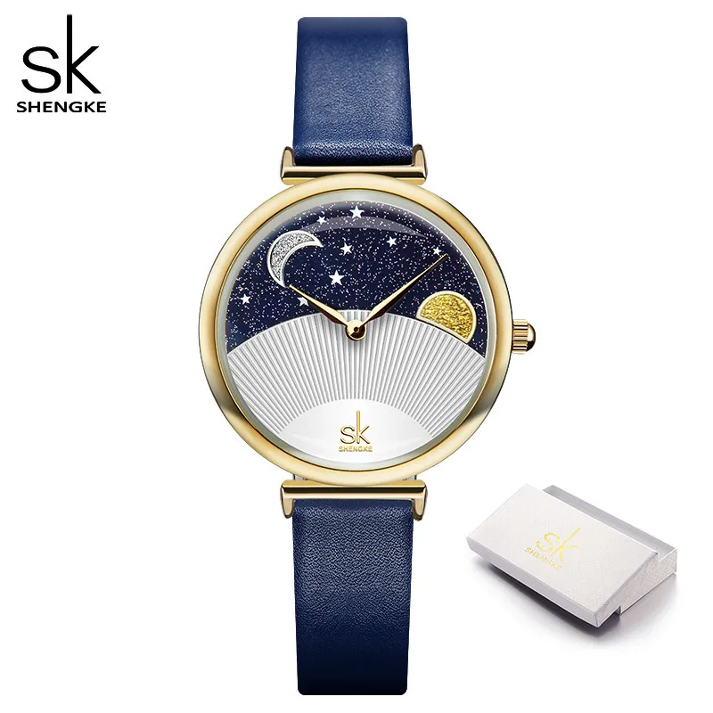 

Shengke 0124 Luxury Women's Watches Fashion Starry Sky Dial Leather Wrist Watch Waterproof Ladies Quartz Watch Montre Feminino