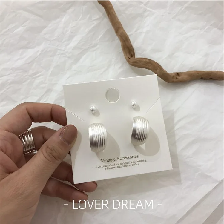 

2020 New Korean Vintage Earrings For Women Gold Silver Color C-shaped Earrings With Pearl Geometric Earrings Fashion Jewelry